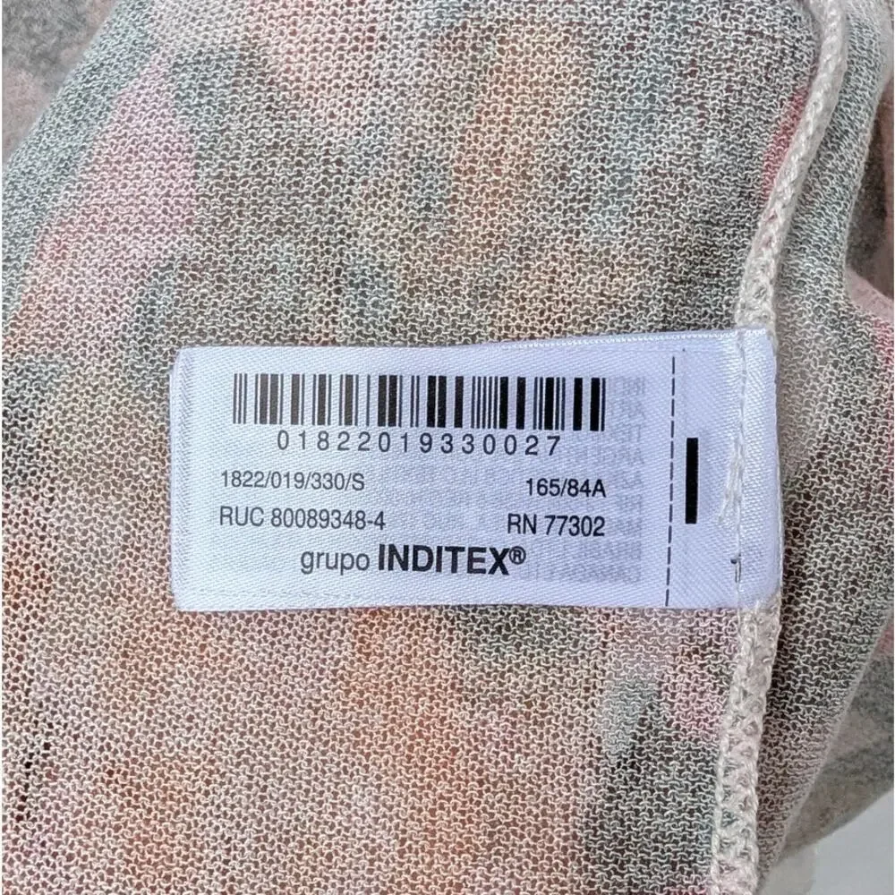 Zara 188/019/330 Floral Cardigan Womens S Gray Long Sleeve Button Crewneck NWOT
